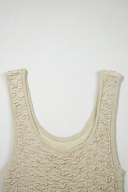 Textured U Neck Slim Fit Tank Top