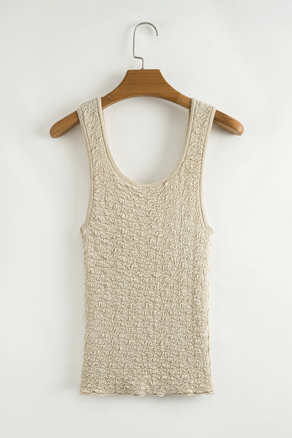 Textured U Neck Slim Fit Tank Top